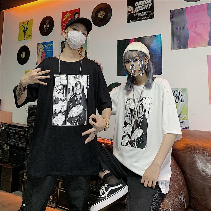T-shirt Naruto Harajuku  Uchiha Itachi Black - popxstore