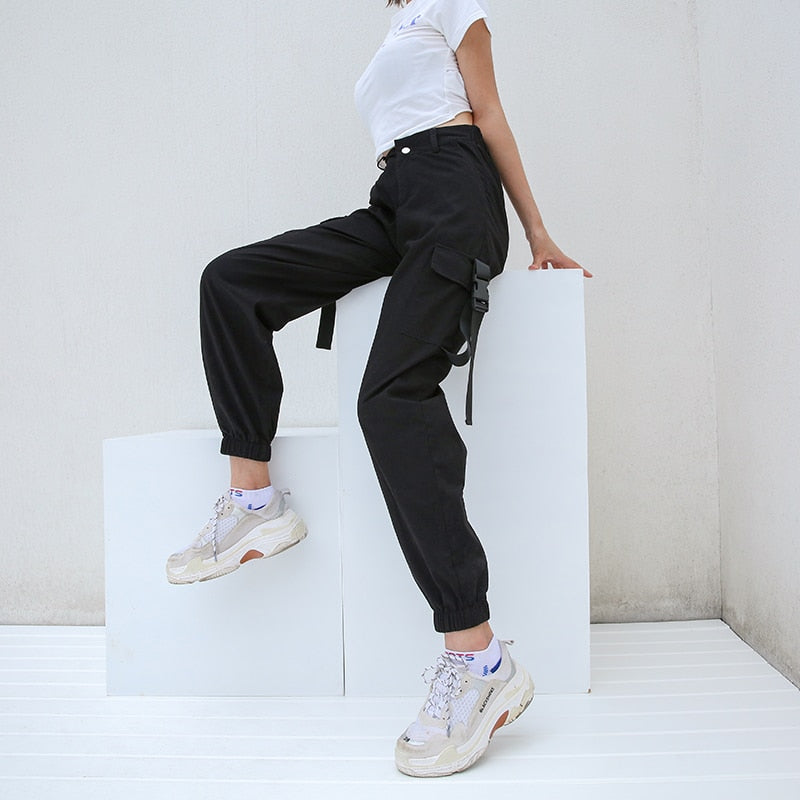 Pants Cargo AllBlack - popxstore