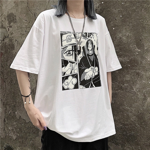 T-shirt Naruto Harajuku  Uchiha Itachi White - popxstore