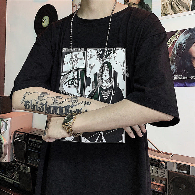 T-shirt Naruto Harajuku  Uchiha Itachi Black - popxstore